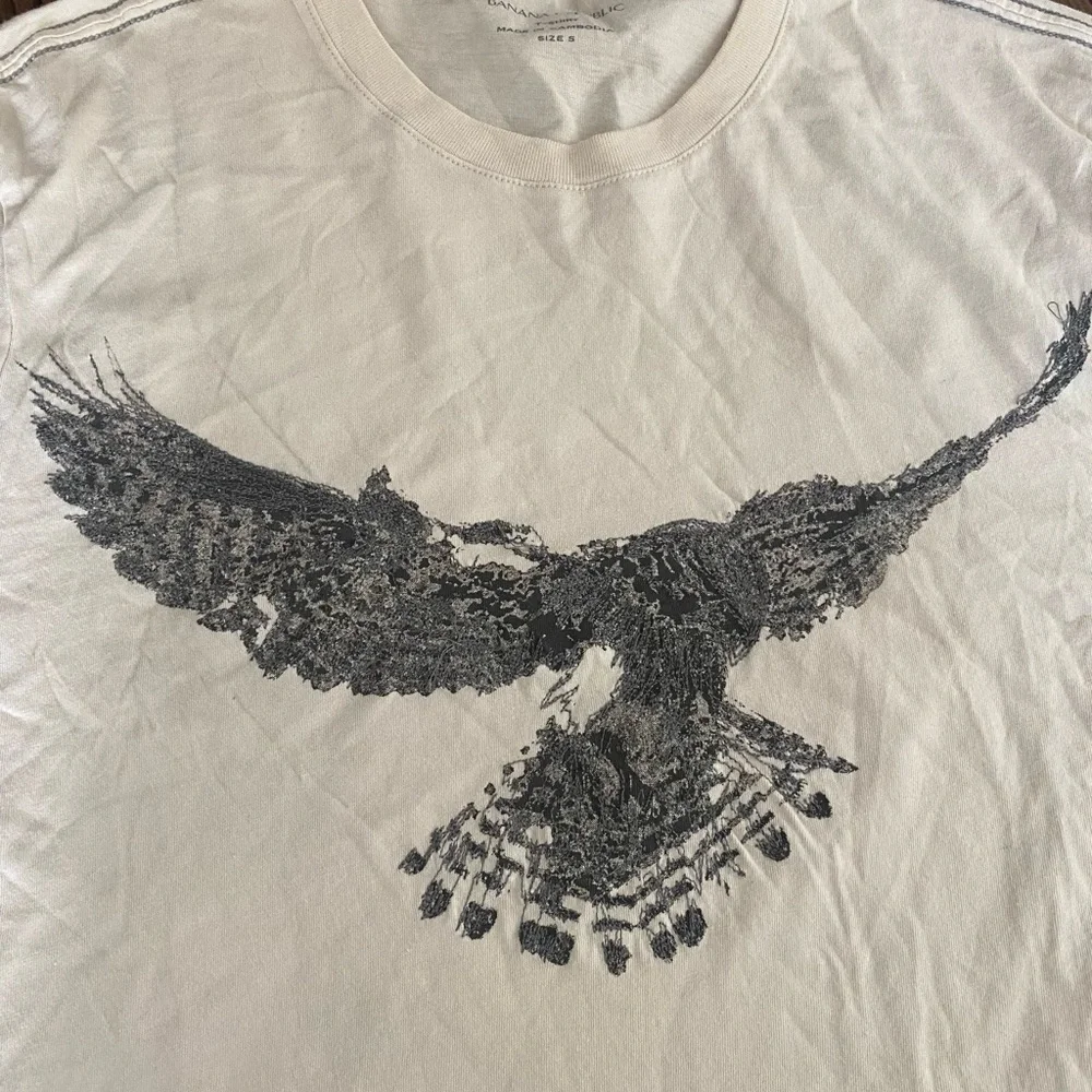 Banana Republic White Long Sleeve Shirt with Eagle Graphic